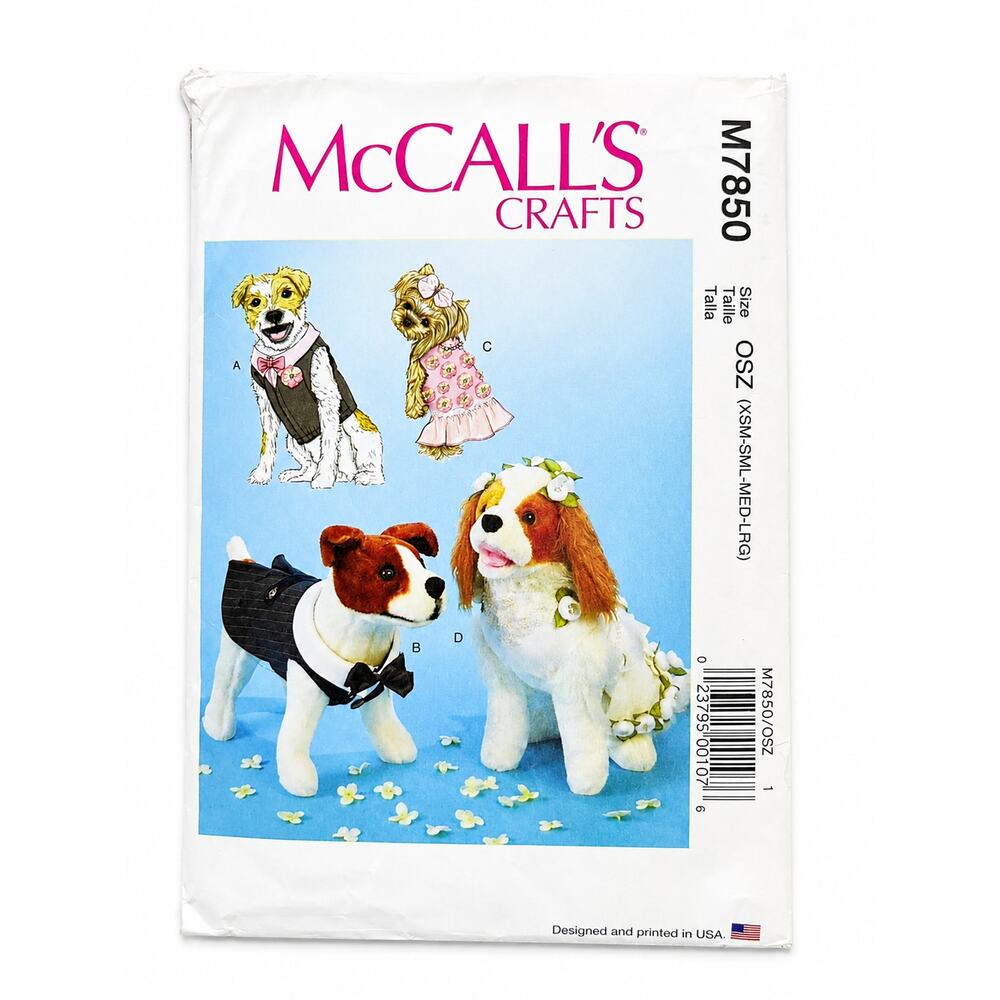 McCall’s Crafts M7850 Dog Clothes Sewing Pattern Formal Bridal Wedding Outfits